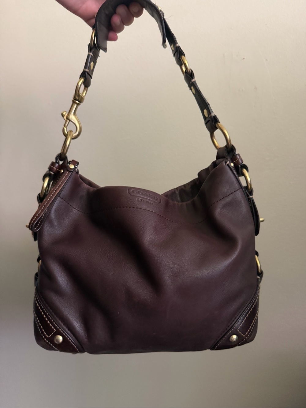 Medium Coach Carly Dark Brown Gold Hardware Vintage Y2K Rare Bag